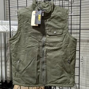 Men's Canvas Sherpa-Lined Vest - Dark Olive | Medium